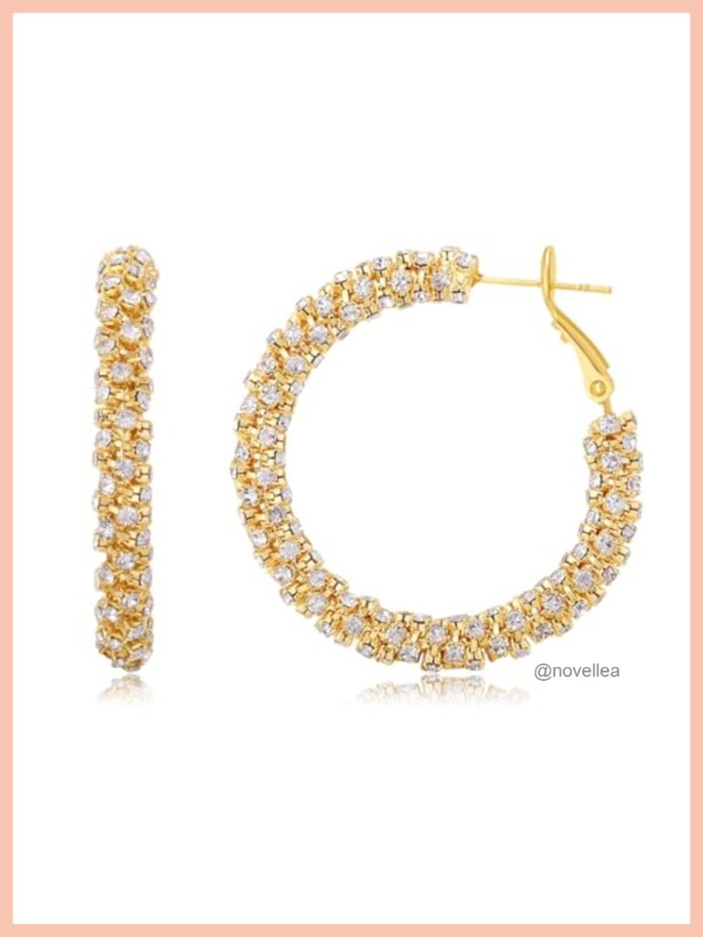 Sparkling Cubic Zirconia Hoop Earrings 14K Gold Plated 925 Sterling Silver